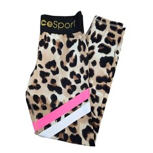 Justice Sport Girls Leopard Print Leggings XL 16/18  Stripes Athleisure /C4